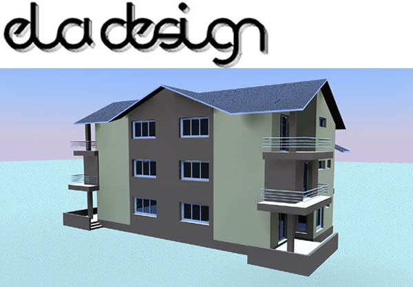 Proiect Arhitectura locuinte individuale Doua locuinte cuplate parter etaj si mansarda perspectiva 3 