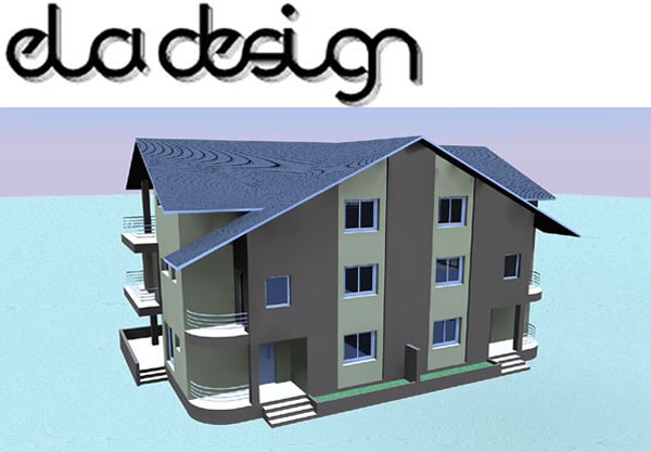 Proiect Arhitectura locuinte individuale Doua locuinte cuplate parter etaj si mansarda perspectiva 4 