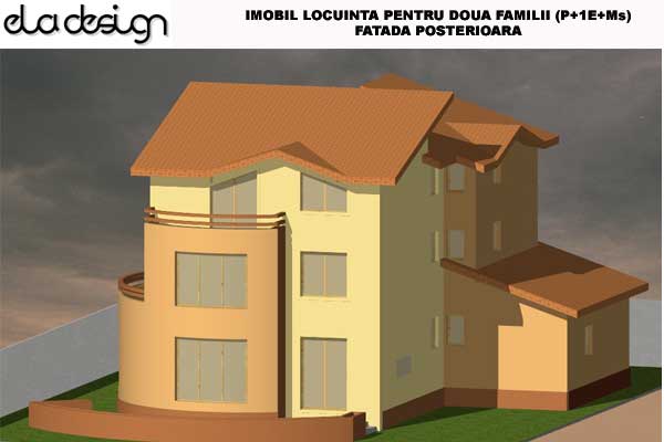 Proiect Arhitectura locuinte individuale Locuinta doua familii fatada posterioara 