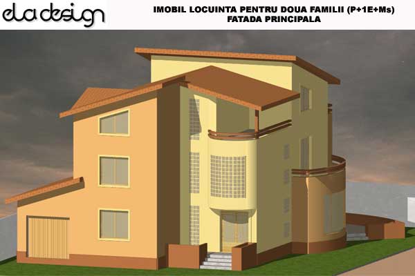 Proiect Arhitectura locuinte individuale Locuinta doua familii fatada principala 