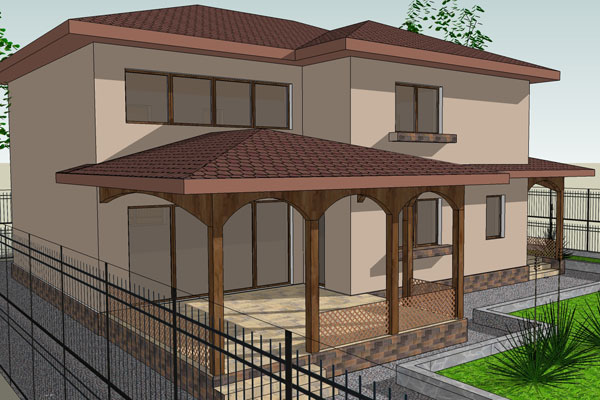 locuinte individuale Locuinta individuala parter si etaj cu terasa acoperita vedere laterala cu terasa 
